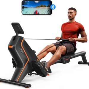 Magnetic Rowing Machines for Home (R05), Water Rowing (R10), 16 Levels of Quiet Resistance Foldable Compact Rowing Machine 350 LB Weight Capacity with Bluetooth, App Supported, Tablet Holder