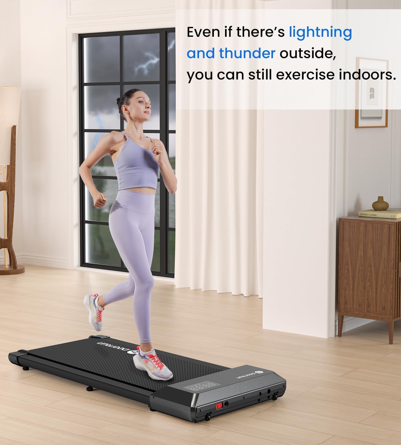 DeerRun Walking Pad 2 in 1 Under Desk Treadmill, 2.5HP Low Noise Walking Pad Running Jogging Machine with Remote Control for Home Office, Lightweight Portable Desk Treadmill Installation Free - Image 6