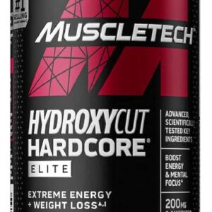 Hydroxycut Hardcore Elite – 100 Rapid-Release Thermo Caps – Energy & Focus – for Men & Women – 50 Servings