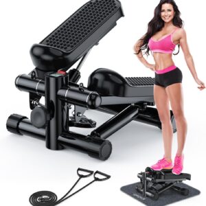 Steppers for Exercise at Home, KitGody Mini Stepper with Resistance Bands, Portable Stair Stepper for Home 330LBS Capacity, Adjustable Height Fitness Stepper Machine