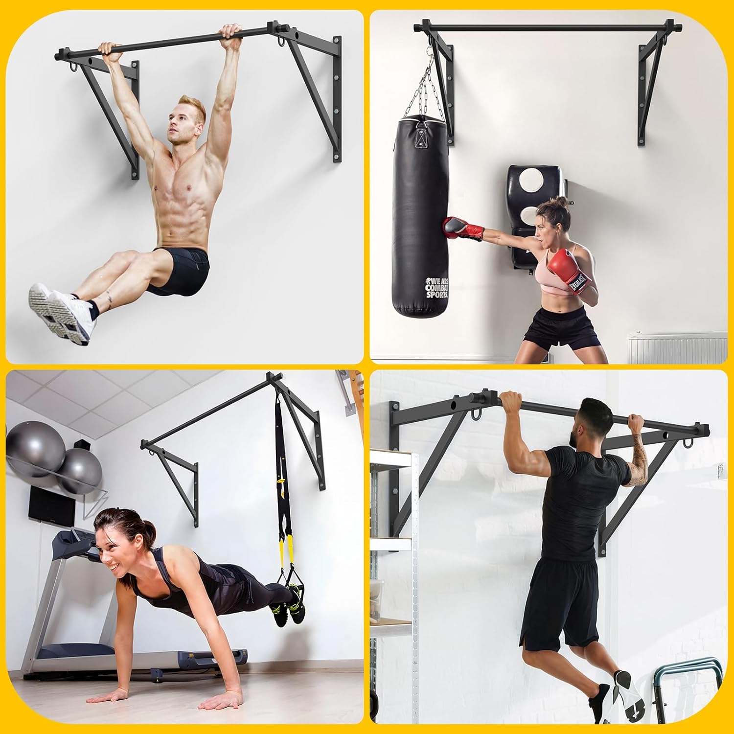 Wall Mounted Pull Up Bar, Adjustable Depth 51" Chin Up Bar, Strength Training Pull-Up Bars 500LBS Weight Capacity, Home or Garage Gym Chin Up Workout Training Station - Image 3