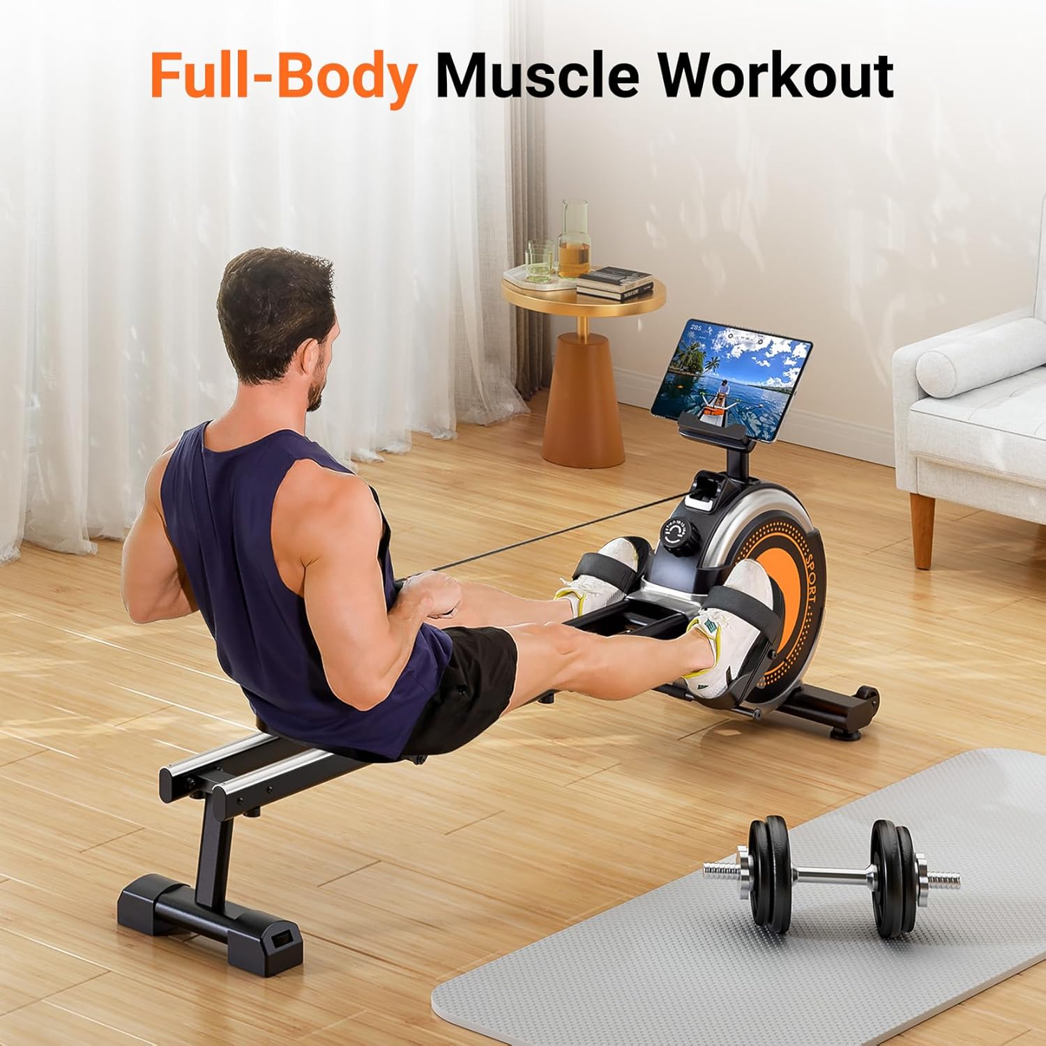 Dripex Rowing Machines for Home Use, Rowing Machine Max 350 LBS, Magnetic Rower with 16 Levels of Workout Resistance, Dual Slide Rail, Bluetooth App Supported, LCD Monitor,Row Machine for Gym Exercise - Image 8