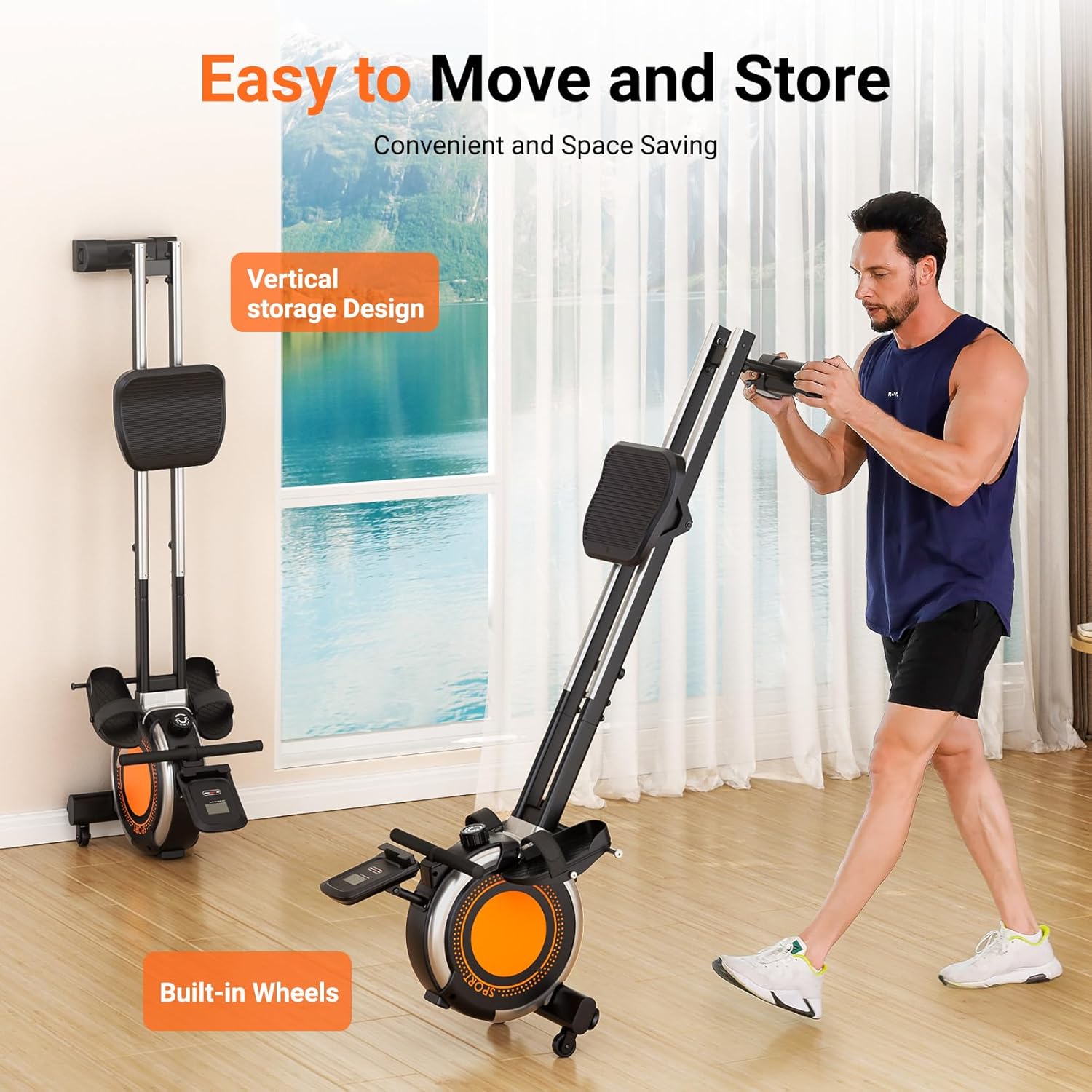 Dripex Rowing Machines for Home Use, Rowing Machine Max 350 LBS, Magnetic Rower with 16 Levels of Workout Resistance, Dual Slide Rail, Bluetooth App Supported, LCD Monitor,Row Machine for Gym Exercise - Image 7