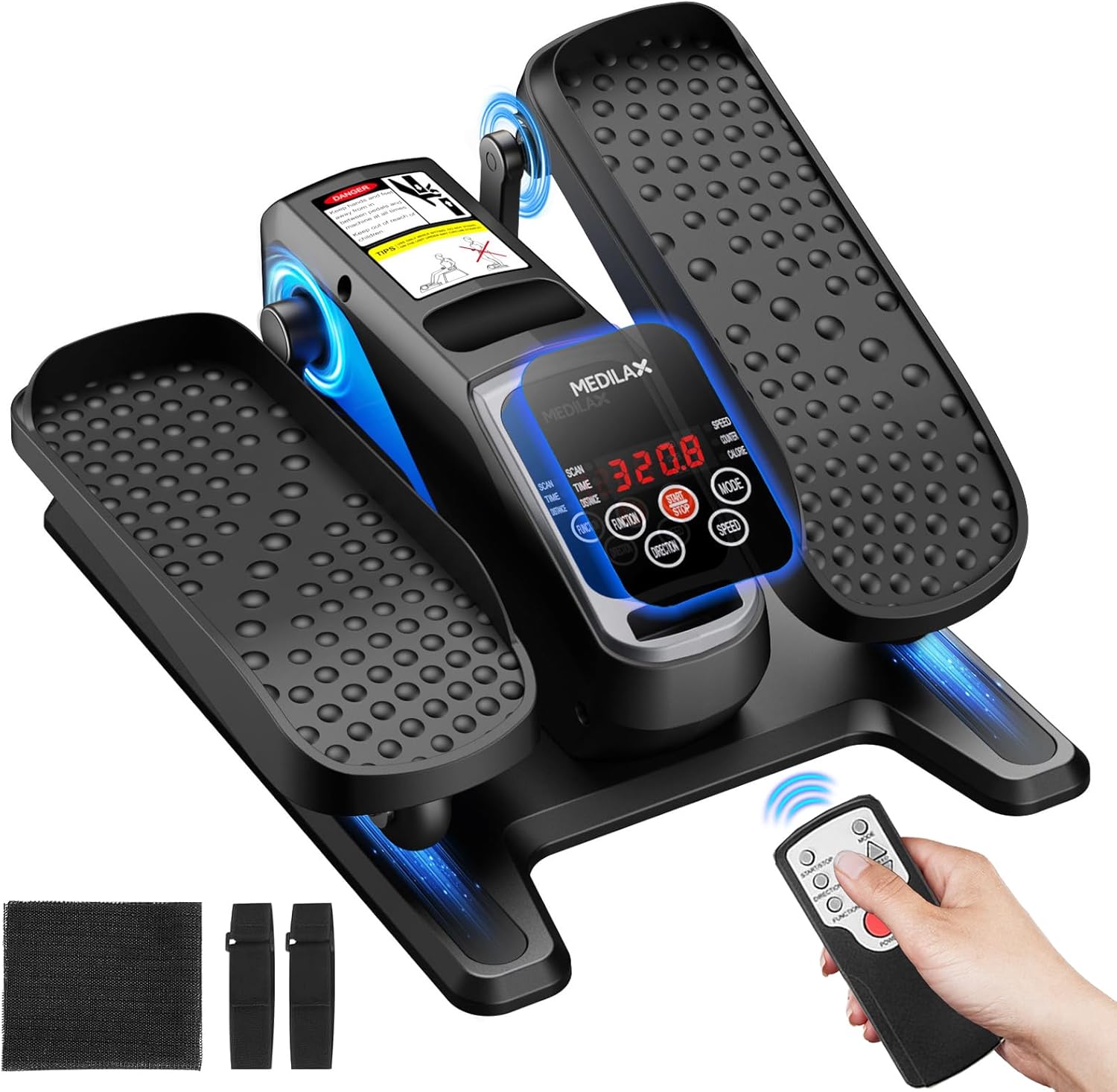 Portable Under Desk Elliptical Machine with Wireless Remote, 12 Manual & 3 Automatic Speeds, Pedal Ellipse Leg Exerciser,Leg Exerciser While Sitting for Seniors, Adults, Home, Office