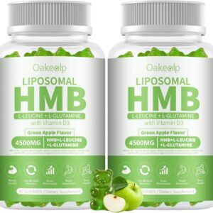 (2 Pack) Liposomal HMB and Leucine & Glutamine Supplements 4500mg Gummies for Men Women，Enhance 98% Absorption for Muscle Growth, Muscle Mass, Muscle Relief, and Fast Workout Recovery