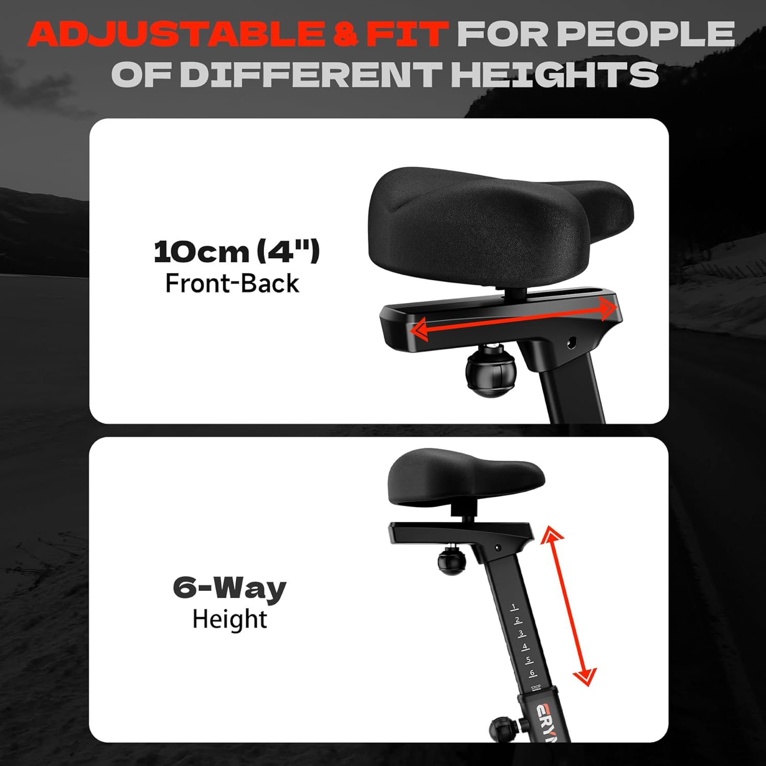 Air Bike, Exercise Bike with Magnetic & Air Resistance Fan Bike, Stationary Bike for Home Cardio Workout, Adjustable Indoor Cycling Bike with APP & Dual Action Handlebars, 350lb Capacity - Image 8