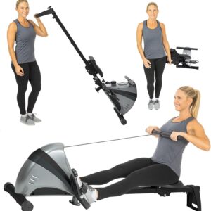 Vive Rowing Machine – Magnetic Row Equipment – Foldable Exercise Workout Rower for Women and Men – at Home Seated Indoor Fitness Device – Portable with Digital Monitor and Adjustable Resistances
