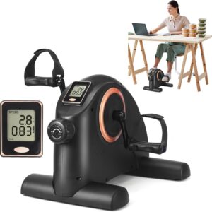 Mini Exercise Bike, Portable Under Desk Bike Pedal Exerciser with Quiet Magnetic Resistance, Portable Foot Cycle Arm&Leg Exercise Bike for Seniors Peddler Machine with LCD Display