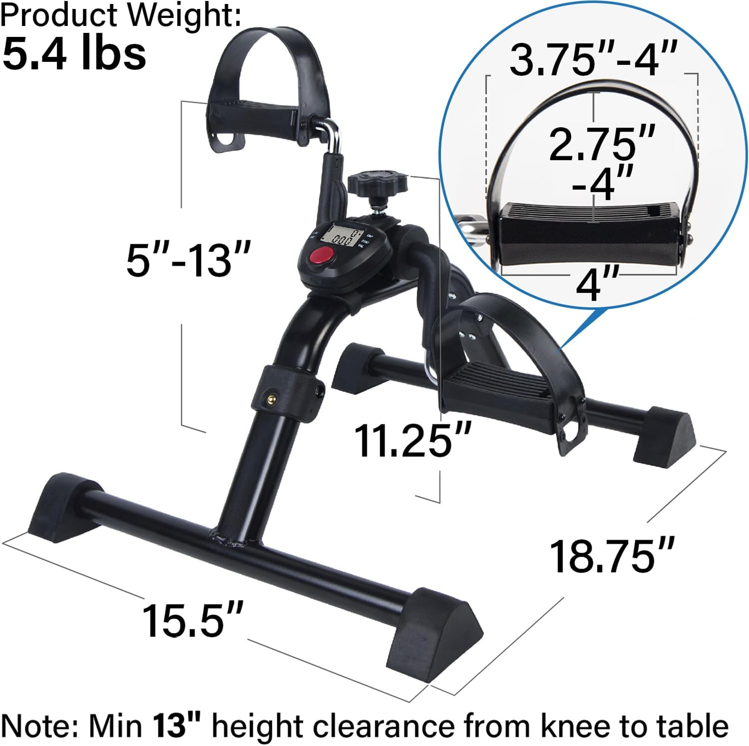 Vaunn Wrist Arm Leg Strengtheners Pedal Exerciser with Electronic Display for Indoor Exerciser and Physical Therapy - Image 5