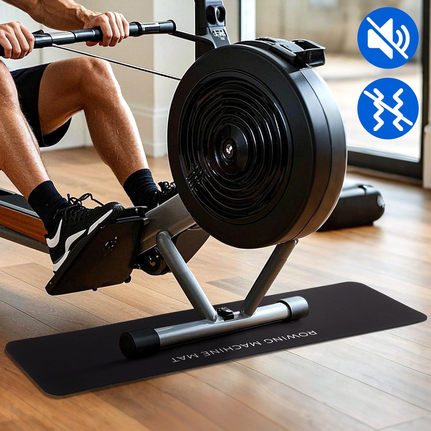 TOBWOLF 2PCS Non-Slip Mat Compatible with Peloton Bike, Concept 2 Rowing Machine, Exercise Bike Mat, Mat Protect Hardwood Floor Carpet for Home Gym, Workout Mat for Bike Trainer, Stationary Spin Bike - Image 7