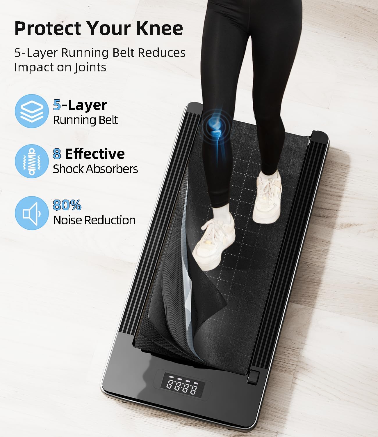 Walking Pad - Under Desk Treadmill for Home/Office, Portable with Remote Control LED Display - Ideal for Fitness Enthusiasts - Image 5