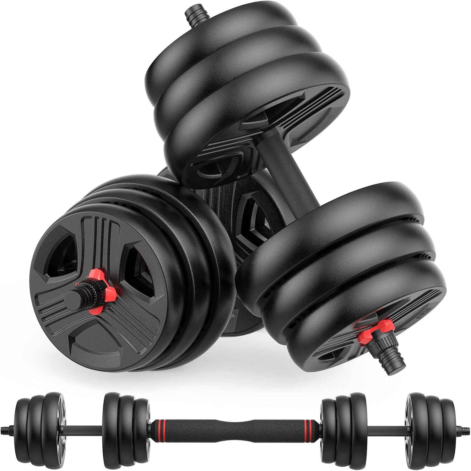 Adjustable Dumbbells, 20/30/40/55/60/70/80/90lbs Free Weight Set with Connector, 2 or 3 in 1 Dumbbells Used as Barbell, Kettlebells, Fitness Exercises for Home Gym Suitable for Men/Women - Image 9