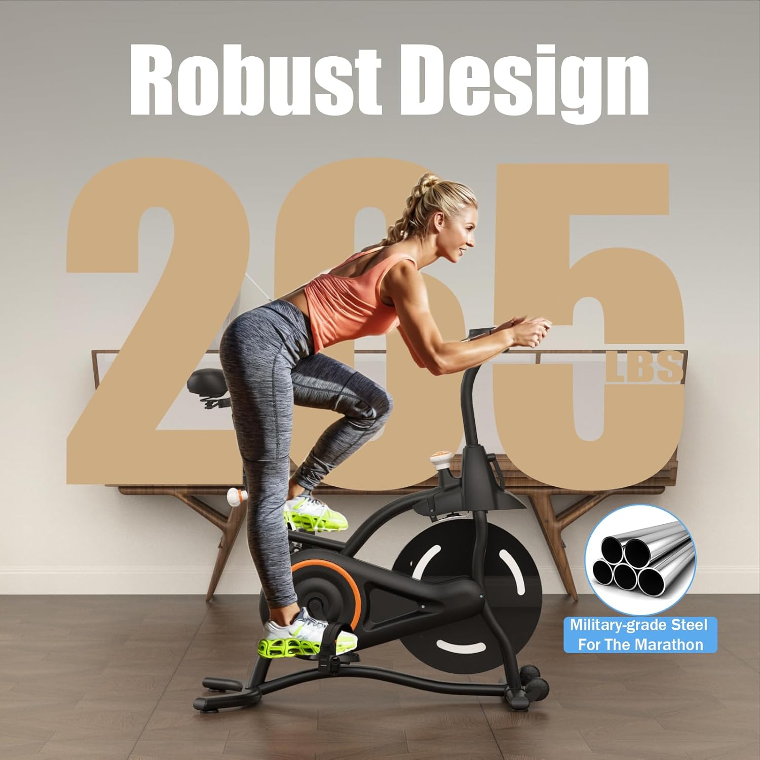Exercise Bike Stationary Bikes for Home, Adjustable Resistance & Comfortable Seat Workout Bike, Quiet Indoor Cycling Bike with Digital Monitor, Phone Holder - Image 5