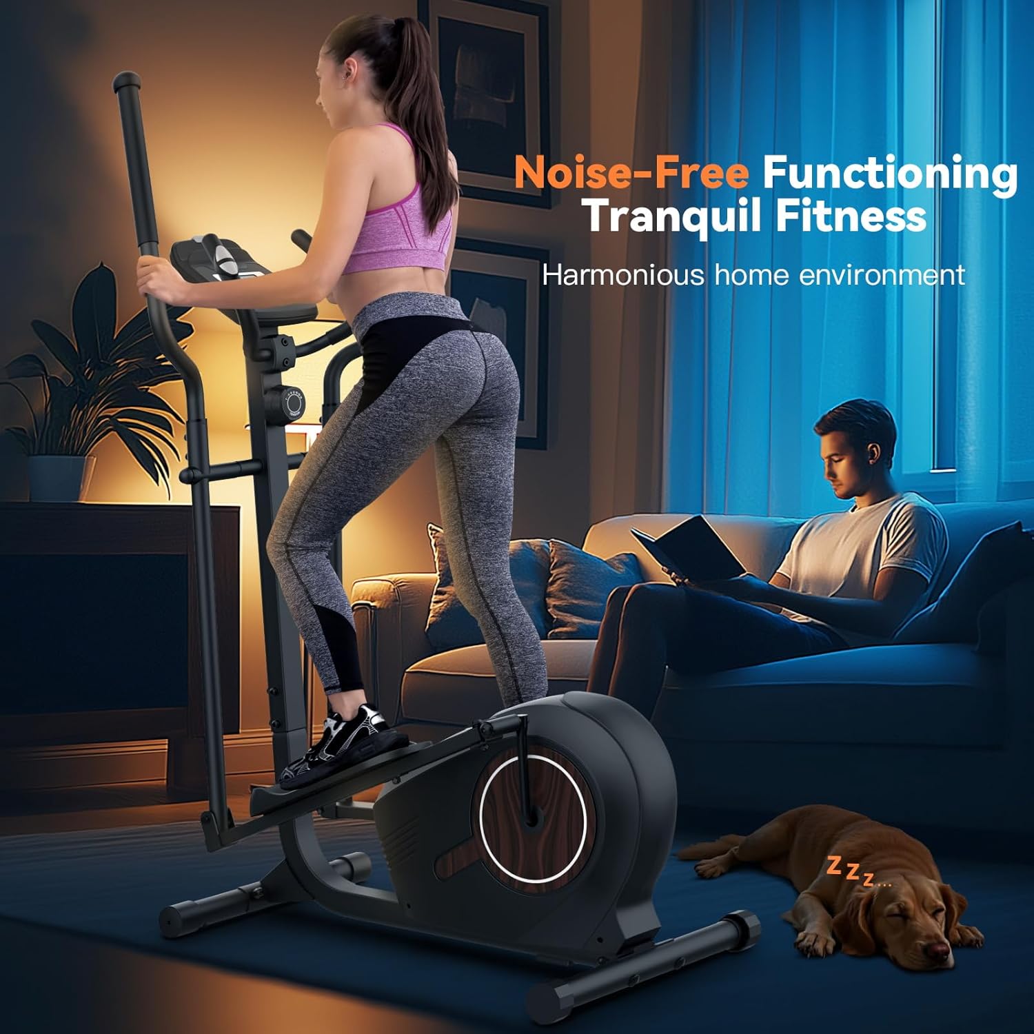 ANCHEER Elliptical Machine, Elliptical Exercise Machine with Quiet Magnetic Drive,14 Resistance Levels, Pulse Rate Monitor, LCD Monitor, 15.5IN Stride, Elliptical Trainer for Home - Image 2