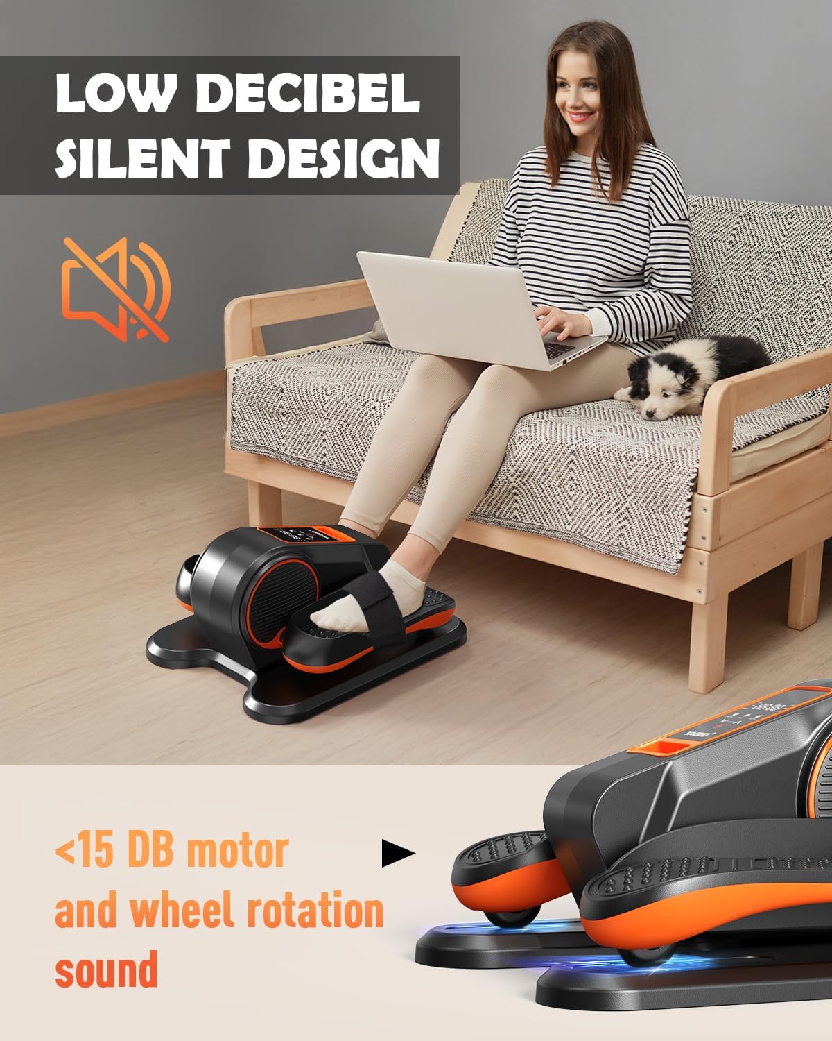 Under Desk Elliptical Machine, Ellipse Leg Exerciser for Seniors with 12 Adjustable Speed, Quiet & Portable Electric Machine Seated Pedal Exerciser with Remote Control for Home - Image 4