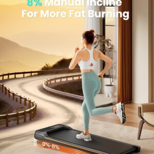 Walking Pad, Under Desk Treadmill with Incline for Home Office 2.5HP Portable Walking Treadmill with 265 Lbs Weight Capacity Walking Machine, Remote Control, LED Display