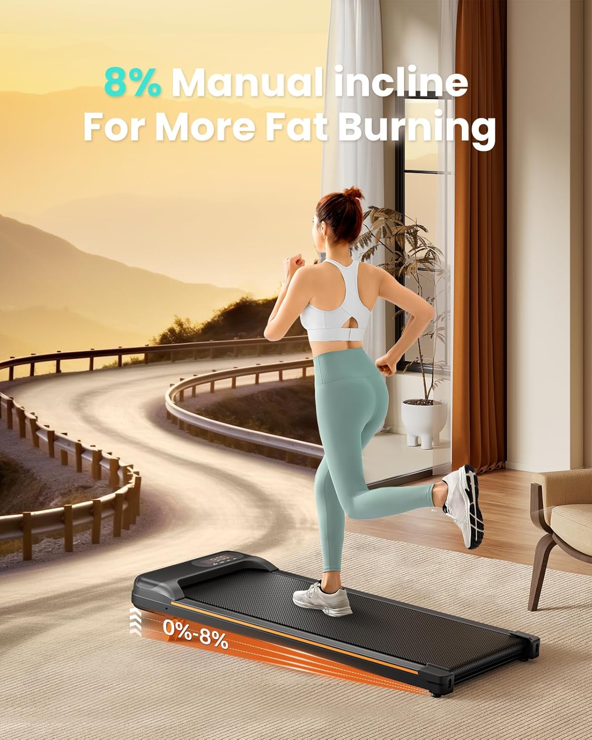 Walking Pad, Under Desk Treadmill with Incline for Home Office 2.5HP Portable Walking Treadmill with 265 Lbs Weight Capacity Walking Machine, Remote Control, LED Display - Image 2