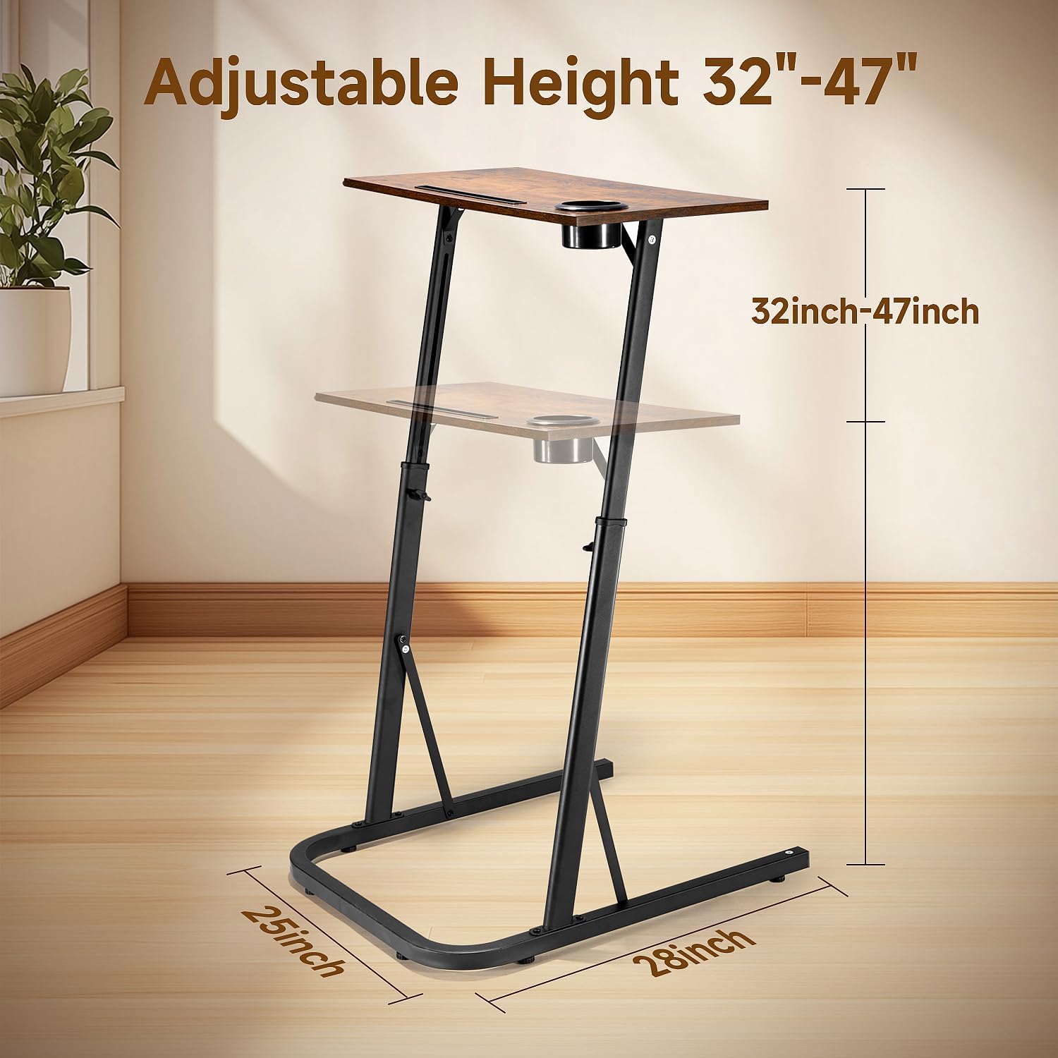 VTORY Adjustable Standing Desk for Walking Pad Treadmill, Desk for Cycling/Bike, Workstation Standing Table for Treadmills Walking Pads, Trainer Stand Table for Indoor,Attachment,Bar for Walking Pad - Image 3