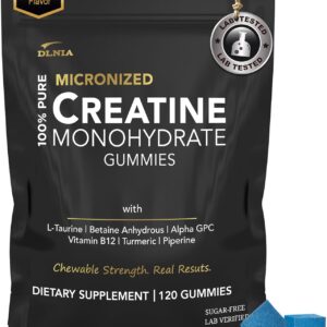 Creatine Monohydrate Gummies for Men & Women – Sugar Free & Vegan Advanced Formula W/L-Taurine + Vitamin B12 – for Muscle Strength, Muscles Builder, Recovery, Energy Boost, Pre-Workout Supplement