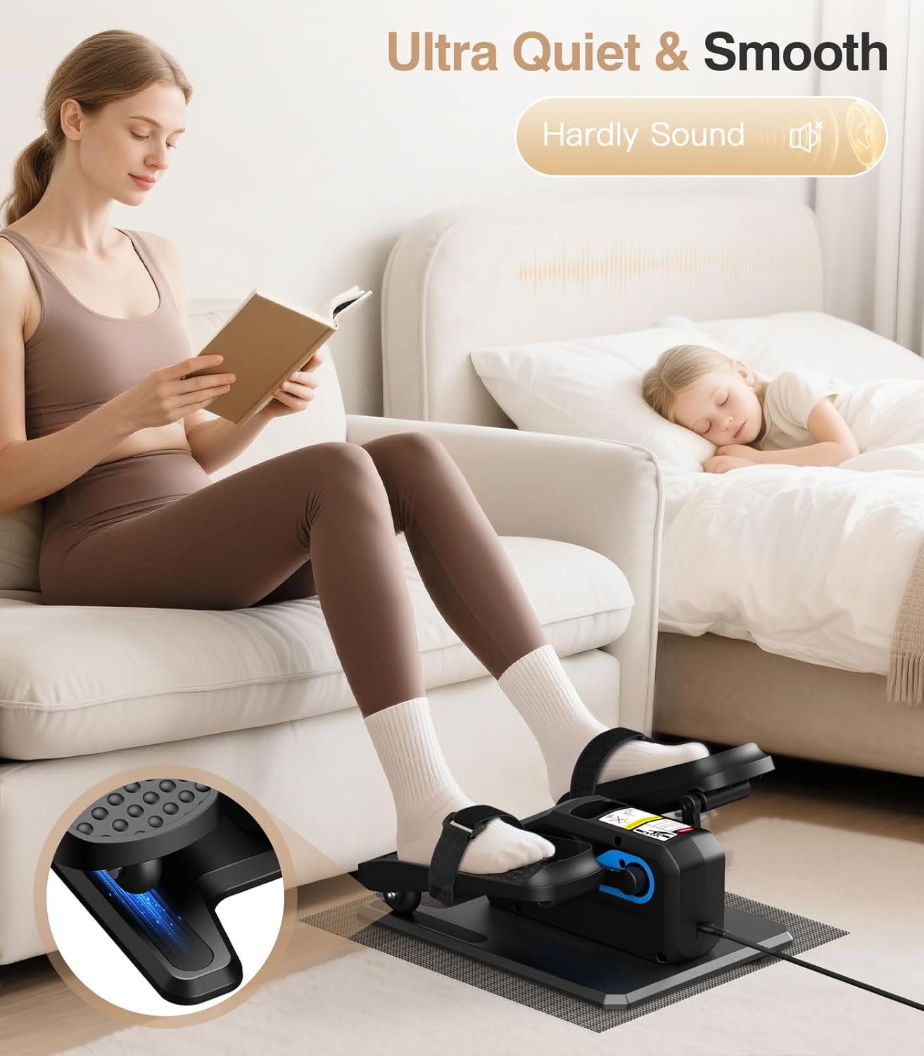 Portable Under Desk Elliptical Machine with Wireless Remote, 12 Manual & 3 Automatic Speeds, Pedal Ellipse Leg Exerciser,Leg Exerciser While Sitting for Seniors, Adults, Home, Office - Image 5