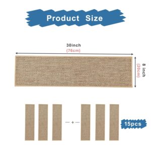 Stair Treads Non Slip for Wooden Steps, Carpet Stair Treads 15 Pack 8” x 30”, Stair Runner Indoor, Machine Washable for Kids, Elders, and Dogs, Beige
