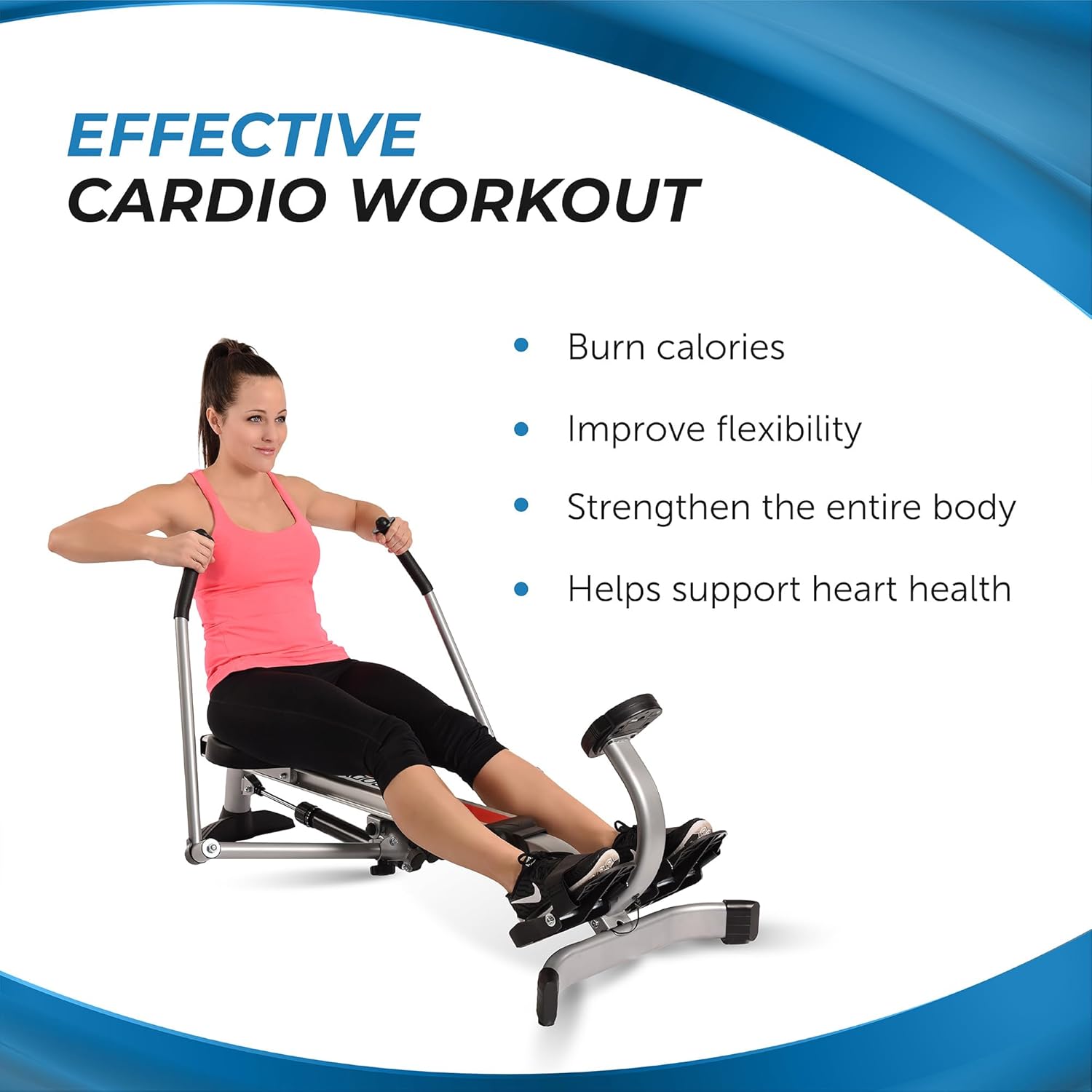 Stamina BodyTrac Glider Hydraulic Rowing Machine with Smart Workout App - Rower Workout Machine with Cylinder Resistance - Up to 250 lbs Weight Capacity - Image 4