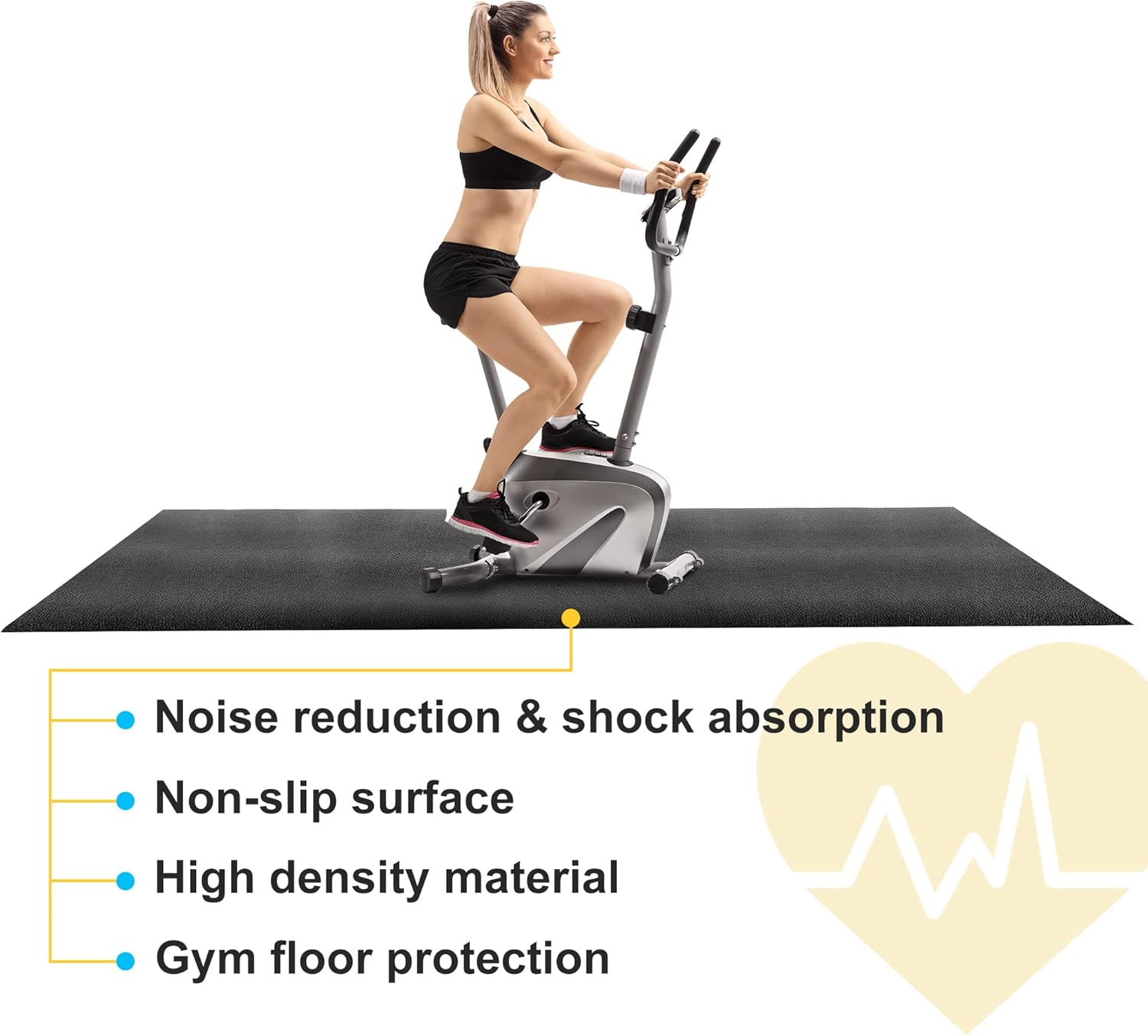 ZENY Exercise Equipment Mat 96''x38'', Exercise Bike, Elliptical, Treadmill Mat, Bike Trainer Pad for Gym Equipment Floor Protector, 6mm Thick - Image 2