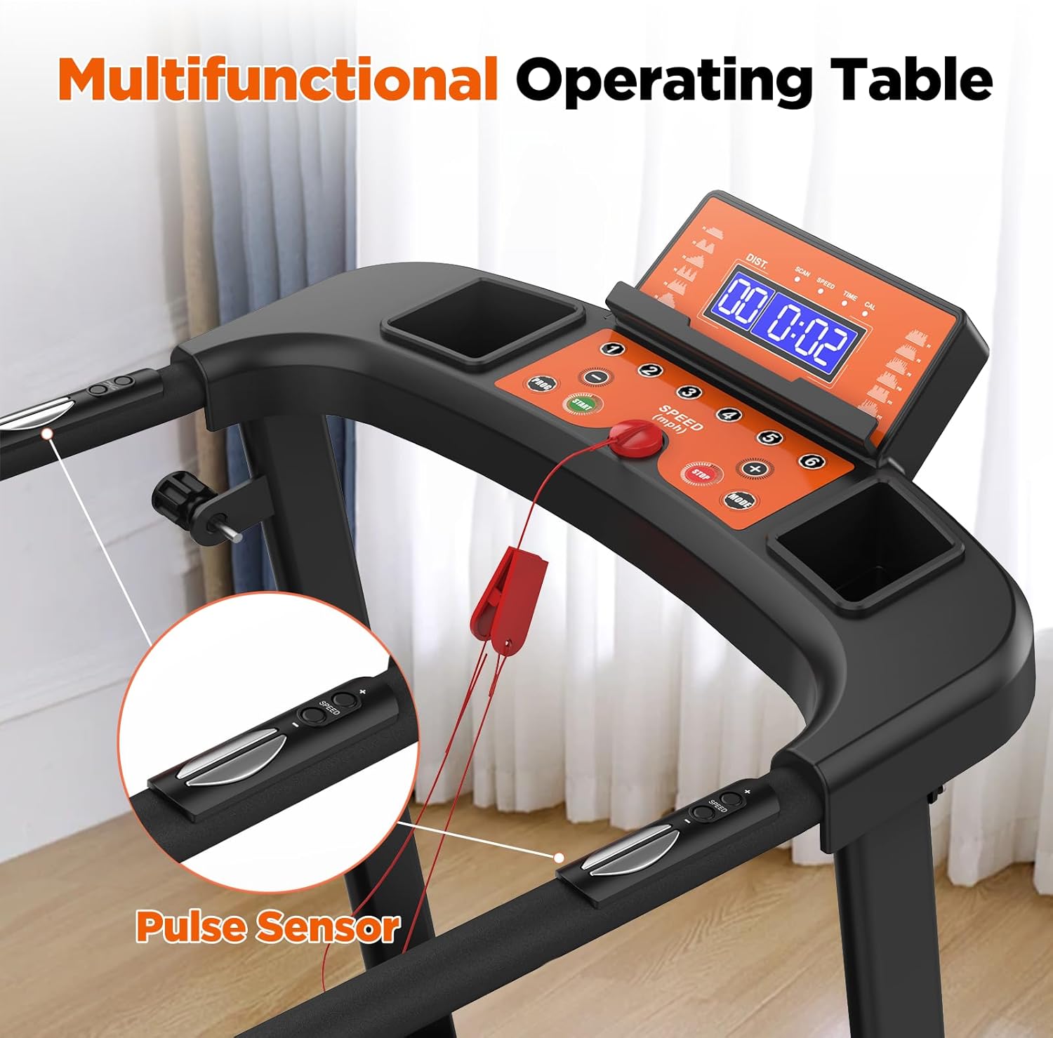 Treadmills for Seniors with Long Handrails, Foldable Treadmill for Home Use - Bluetooth App Connect & Heart Rate Monitor, Safe for Elderly & Family - Image 3