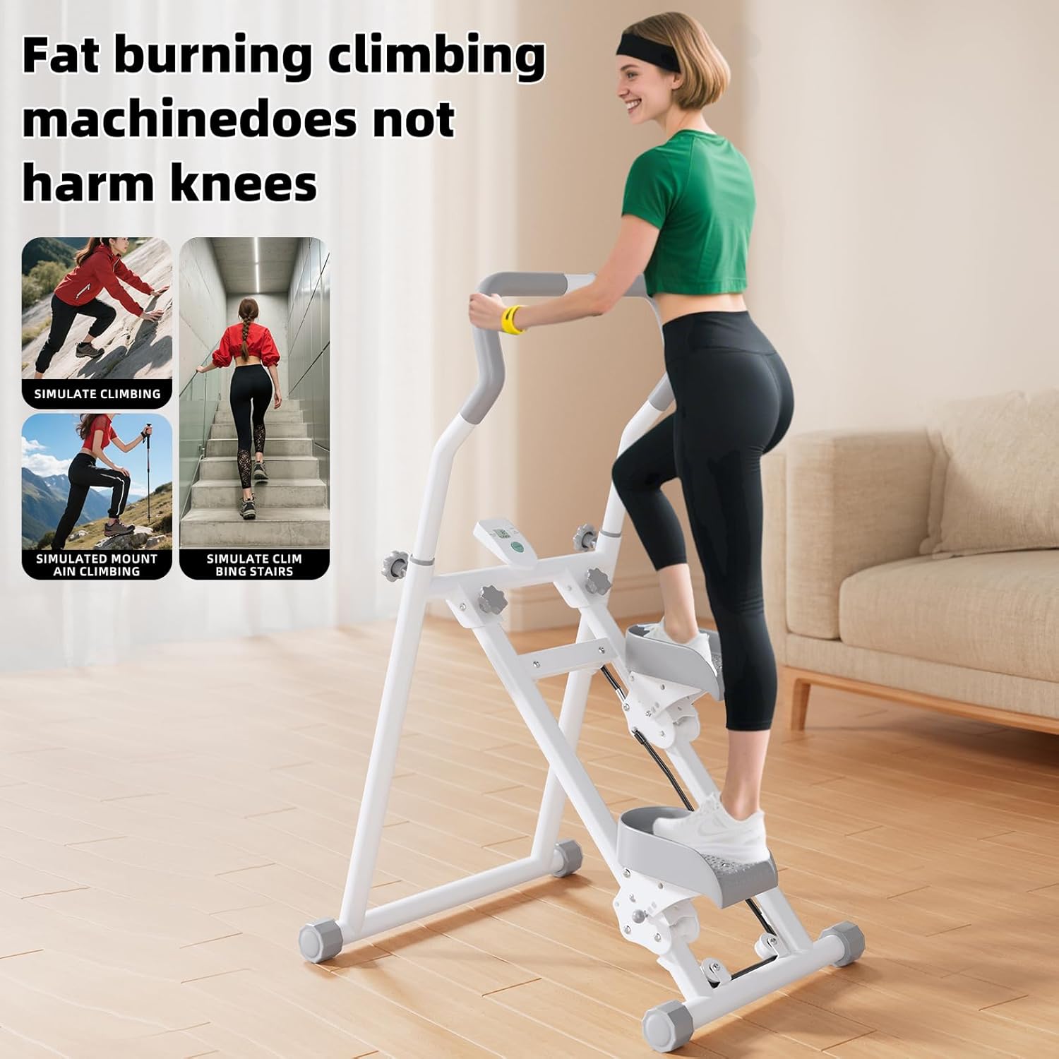 Adjustable Stair Stepper for Home Exercise, 3-in-1 Folding Cardio Step Machine with Handlebar & Oversized Pedals, 90% Pre-Assembled Stair Climber for Indoor Fitness - Image 2