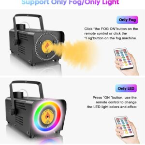Fansteck Fog Machine, Smoke Machine with 45 LED Lights, 2000CFM Smoke Machine Fog with Wireless Remote Control Portable for Outdoor, Parties, Stage Effect, Indoor, Disco, Halloween, RGB Lighting