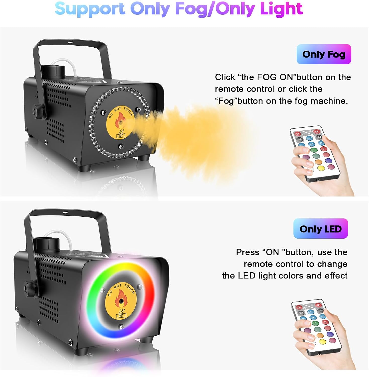 Fansteck Fog Machine, Smoke Machine with 45 LED Lights, 2000CFM Smoke Machine Fog with Wireless Remote Control Portable for Outdoor, Parties, Stage Effect, Indoor, Disco, Halloween, RGB Lighting - Image 2
