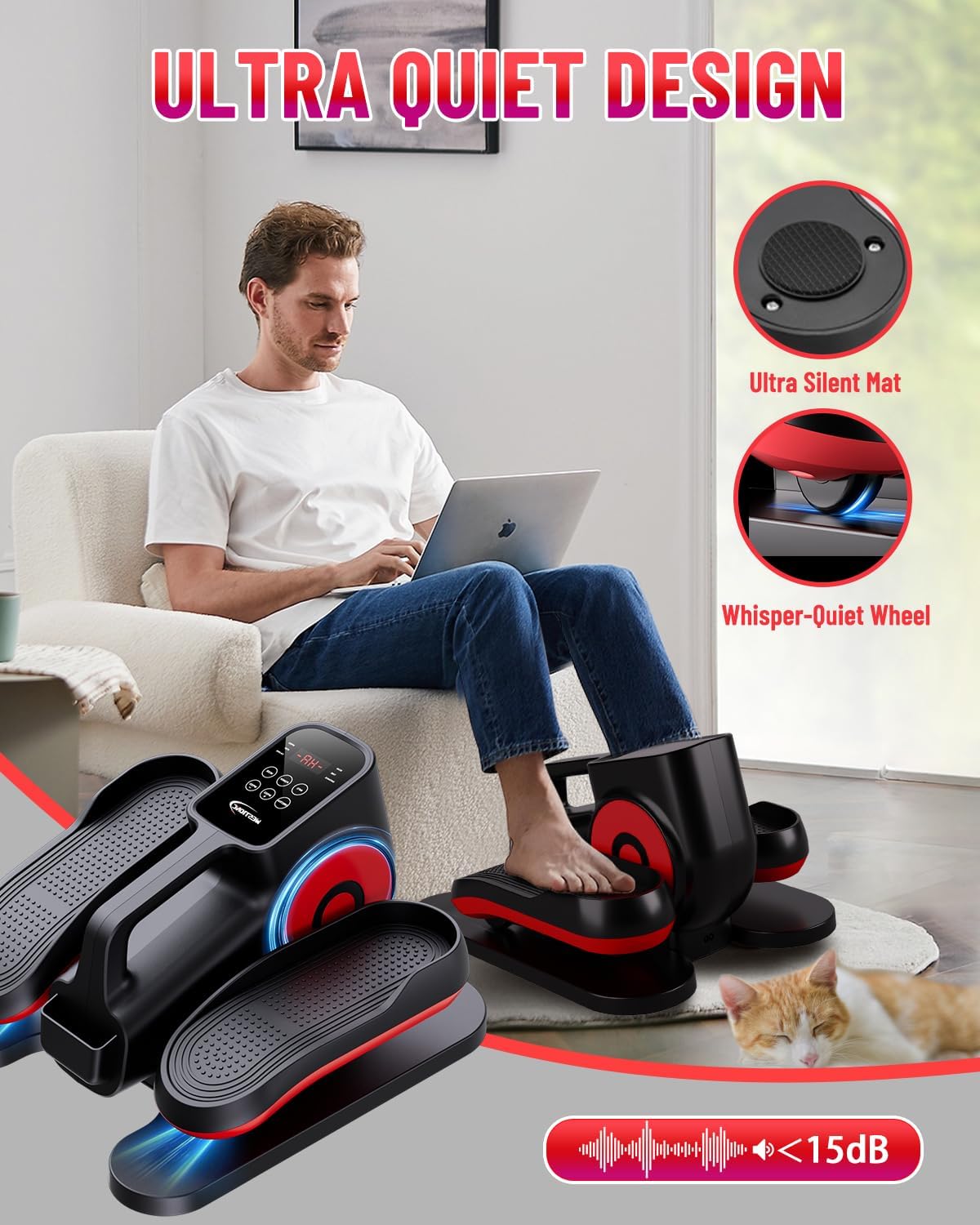 Under Desk Elliptical Machine, Ellipse Leg Exerciser Electric as Seen on TV for Seniors with Remote Control & 10 Adjustable Speeds,Quiet & Portable Mini Seated Pedal Exerciser - Image 5