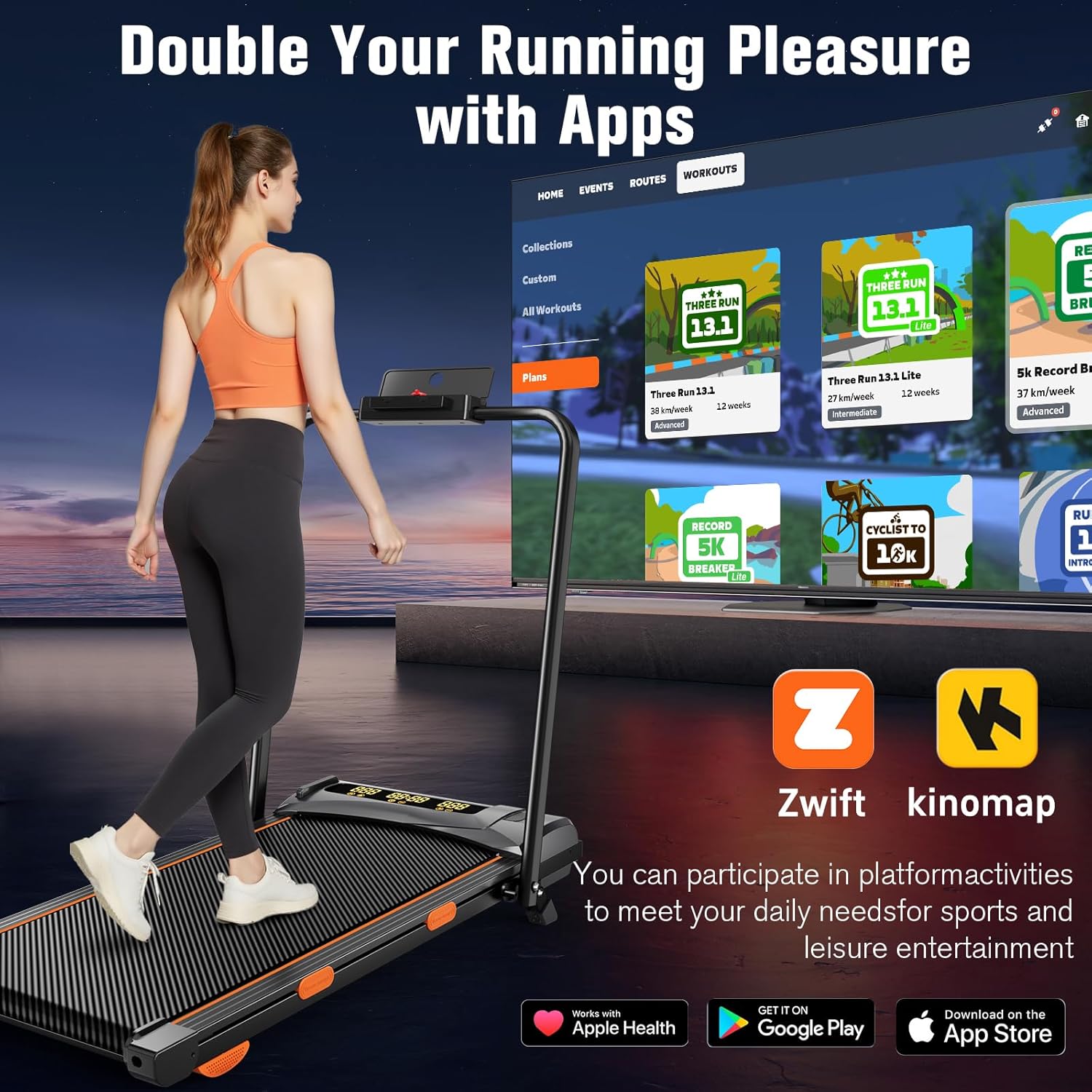 7.8MPH Incline Treadmill for Home, Walking Pad with Handle Bar, Under Desk Compact Treadmill with 350 Lbs Capacity, LED Display & APP, Remote Control, 3.0HP - Image 7