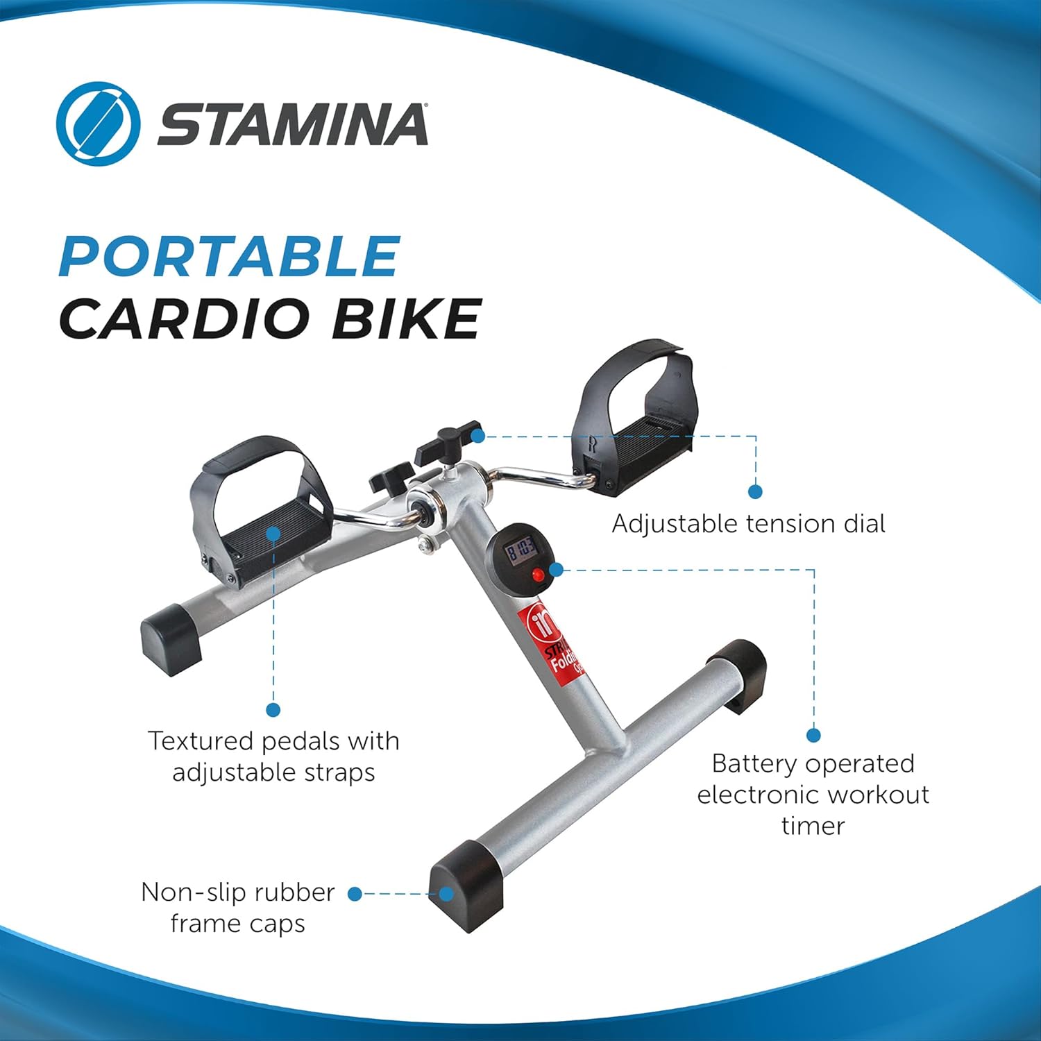 Stamina InStride Cycle XL - Folding Cycle Pedal Exerciser - Fitness Bike with Smart Workout App for Seated Exercise - Foldable Exercise Bike for Home Workout - Image 5