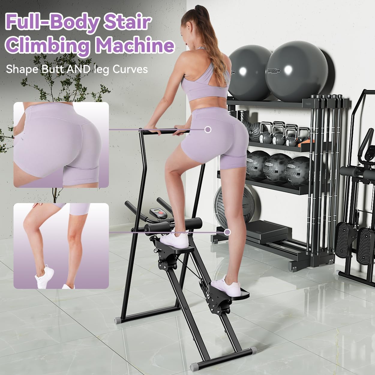 Foldable Stair Stepper Machine – AB Workout Equipment for Home Gym, Full-Body Cardio Workout Equipment with Adjustable Handlebar & Pedals - Image 7