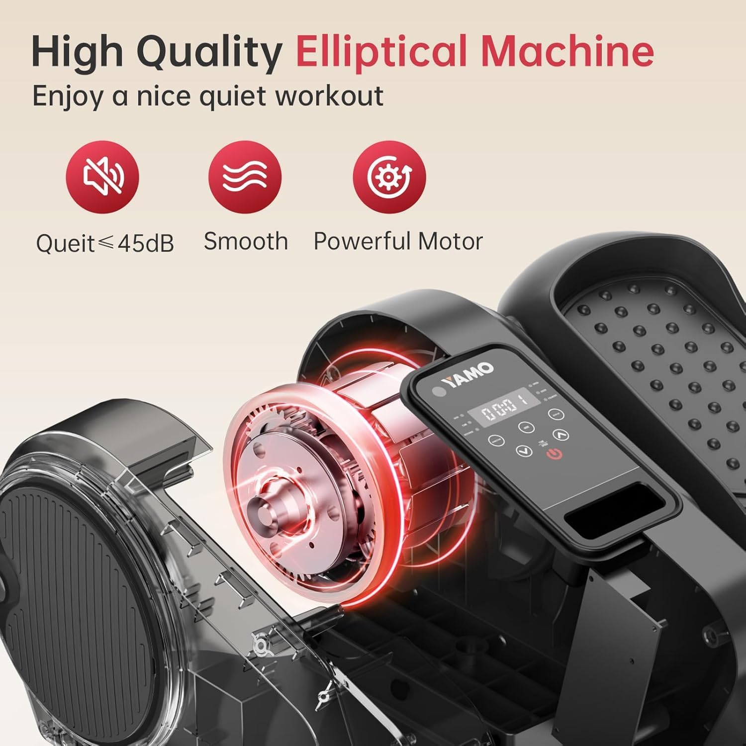 YAMO Under Desk Elliptical Machine Seated Ellipse Leg Exerciser for Seniors Fully Assembled Quiet Portable Elliptical Pedal Exerciser with Remote Control 12 Adjustable Speed Levels - Image 4