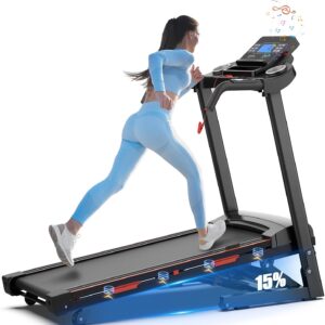Auto Incline Treadmills for Home- foldble Treadmill 400 lb Capacity 3.25HP Folding Electric Treadmill Max 8.5 MPH Speed Running Machine with Wide Running Area Bluetooth Speaker for Home/Office Use