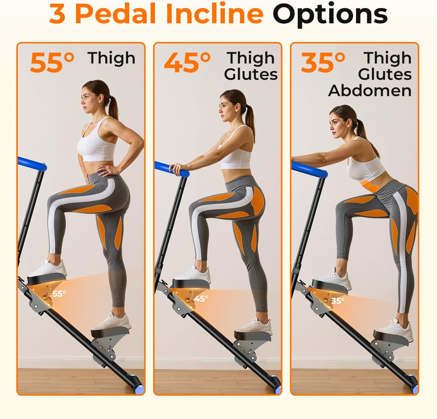 OWLSKY Stair Stepper for Home, Folding Vertical Climber Exercise Machine with Stable Triangular Frame, Smooth & Quiet Motion, Full Body Workout Equipment, Supports 330 LBS - Image 5