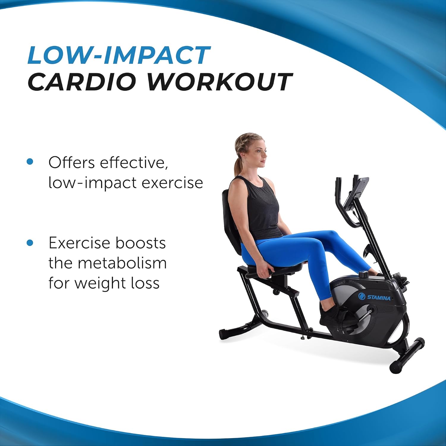 Stamina Recumbent Exercise Bike for Home 346 w/Smart Workout App - Stationary Bike for Adults, Seniors w/Large, Adjustable, Comfortable Seat & Walk-Thru Design - Image 4