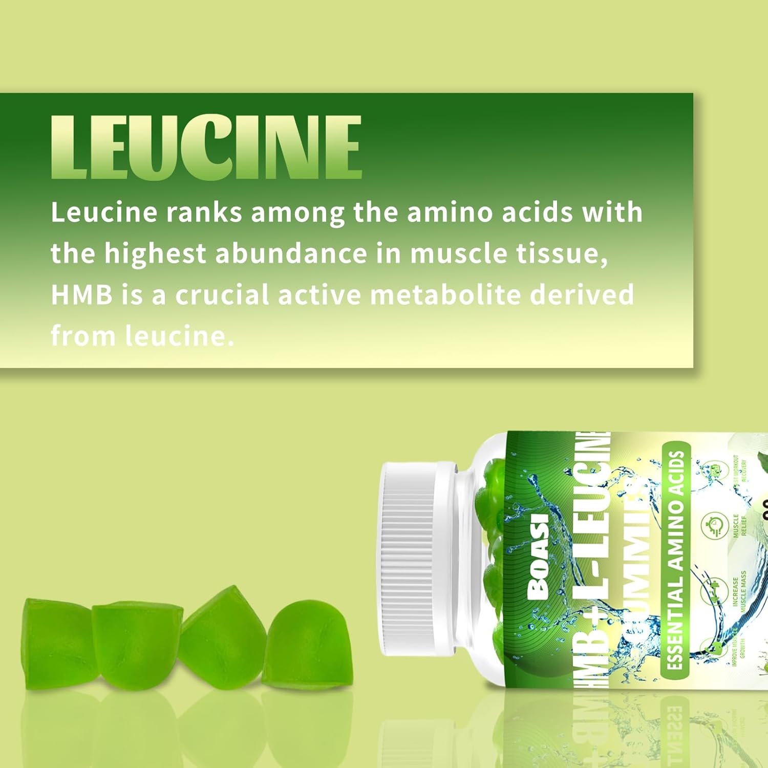 HMB and Leucine Supplements for Men&Women,3000mg,Essential Amino Acids Supplements for Muscle Growth,Muscle Defense and Workout Recovery,Sugar-Free,Apple Flavor,90 Count - Image 3