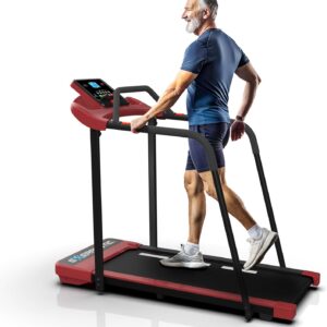 Senior Fitness Treadmill, 400 lb Capacity, Safe Design with Full-Length Rails, Low Step-Up Height, 0.2–4 MPH Motorized Walking Treadmill for Elderly, Recovery & Home Exercise