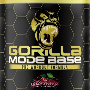 Gorilla Mind Base Pre Workout – Raises Nitric Oxide Intense Focus & Drive Endurance Power – L-Citrulline, L-Tyrosine, Betaine, Alpha-GPC, Caffeine, Huperzine A – 360 Grams (Cherry Blackout)