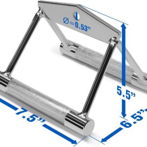 Yes4All Double D Row Handle Cable Attachment for Weight Workout, Cable Machine Accessories for Home Gym, LAT Pull Down V Bar with Capacity Up to 880LBS