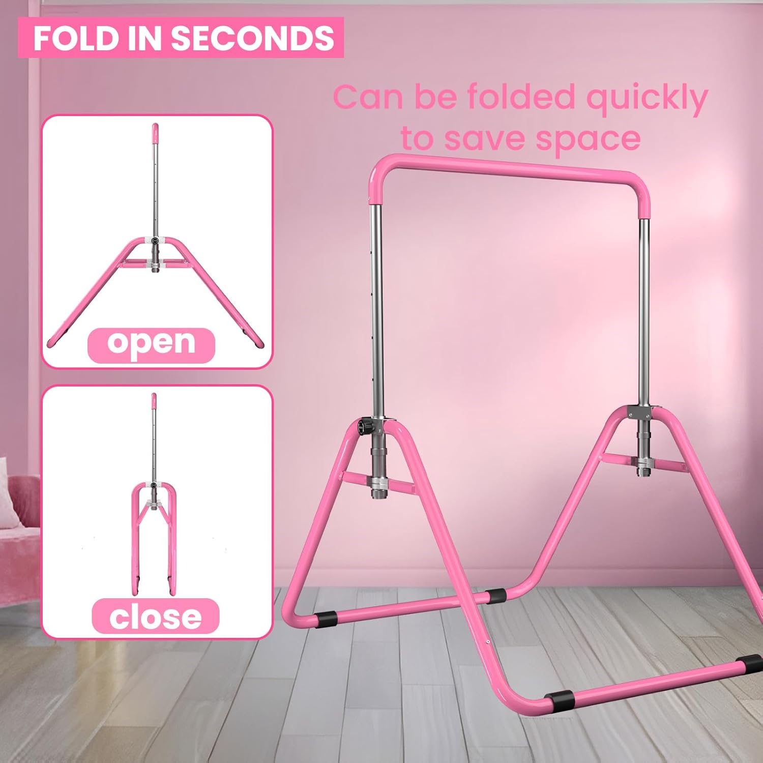 Kids Gymnastics Bar Gymnastic Equipment for Home Adjustable Height Gymnastic Training Bar Gymnastic Stuff for 3-7 Years Old Girls - Image 5