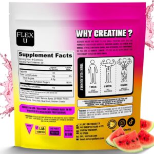 Creatine PreWorkout Gummies for Men Women 6g, Creatine Monohydrate Pre Post Workout Recovery Muscle Building Supplement Protein Chewables, Vegan Watermelon Creatina Gym Booty Growth Gains (120 Ct)
