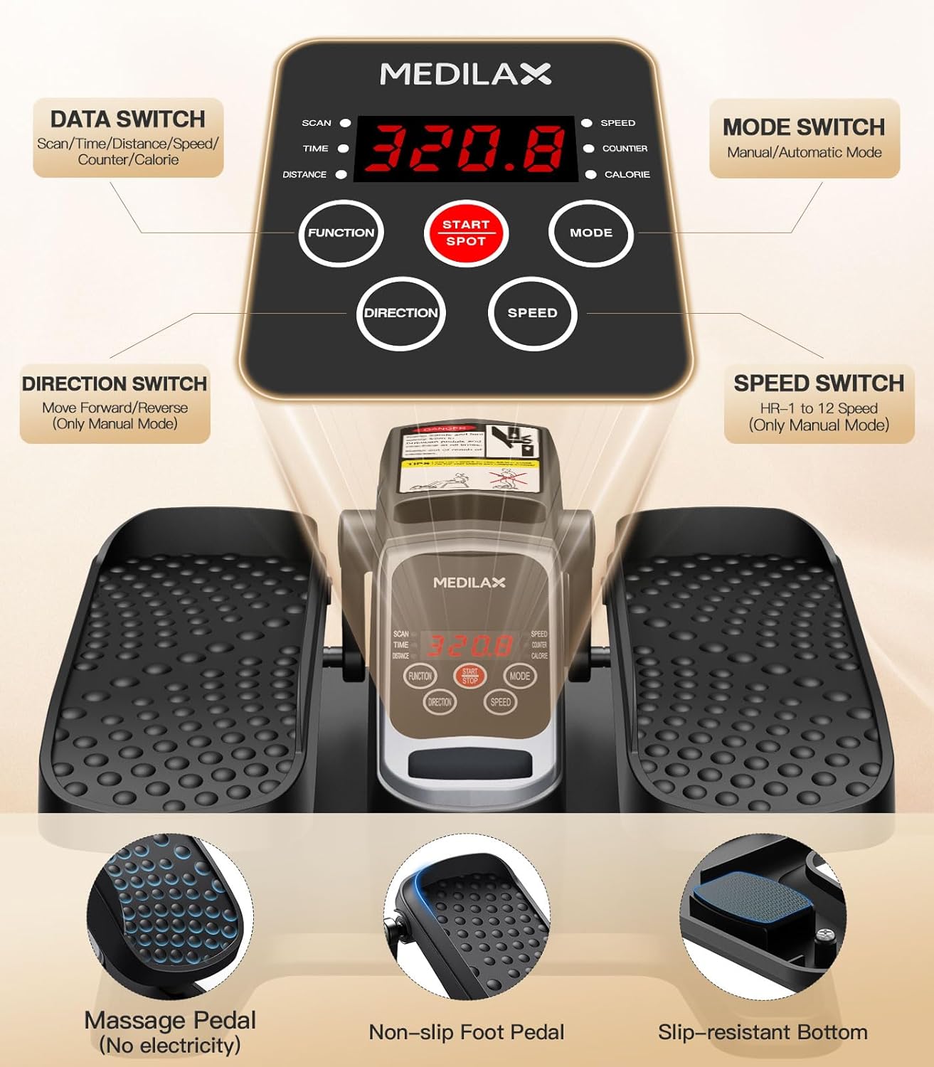 Portable Under Desk Elliptical Machine with Wireless Remote, 12 Manual & 3 Automatic Speeds, Pedal Ellipse Leg Exerciser,Leg Exerciser While Sitting for Seniors, Adults, Home, Office - Image 4