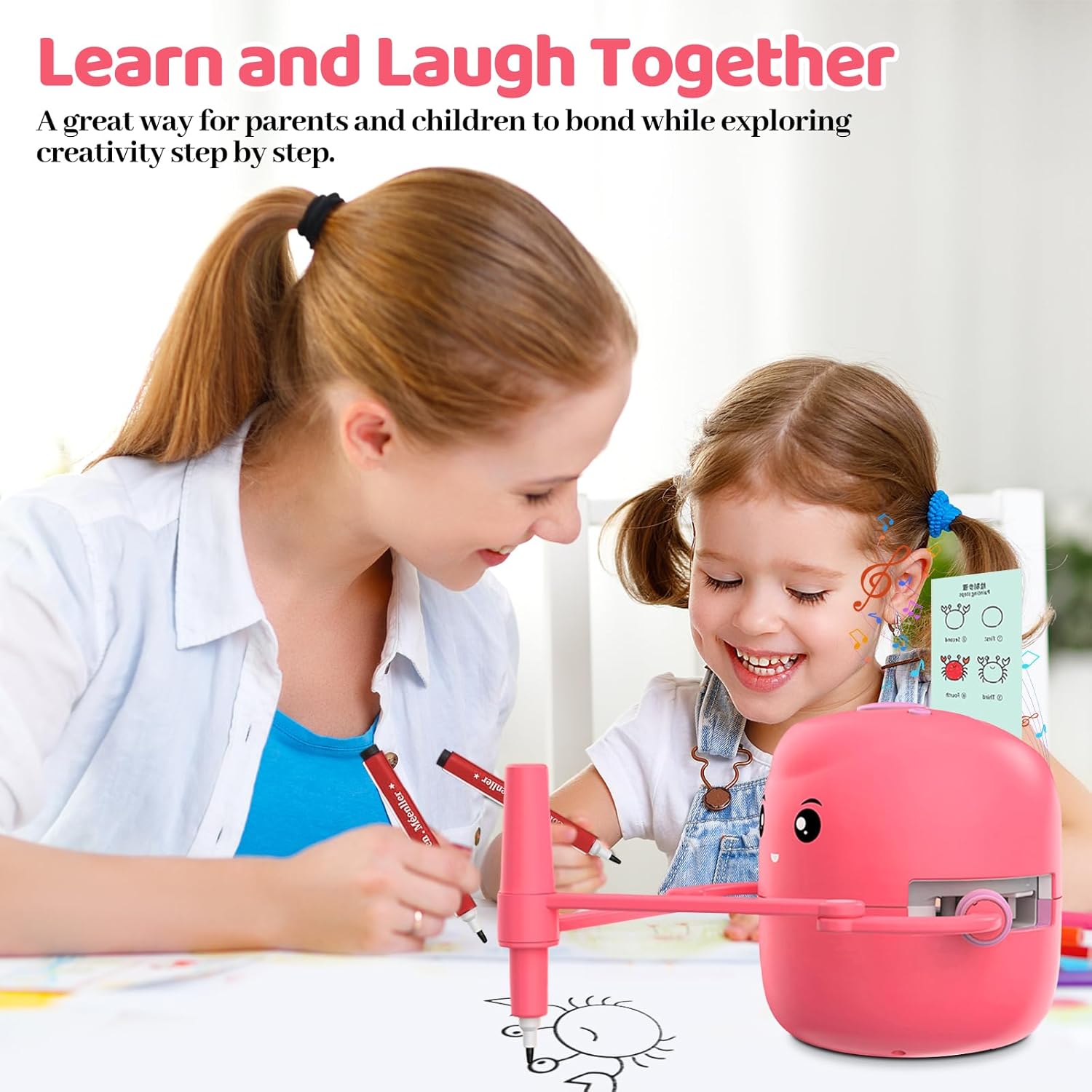 Drawing Robot for Kids with 150 Learning Cards and 17 Colorful Pens, Voice Interactive Educational Smart Art Painting Machine, Step-by-Step Drawing Guidance for Boys Girls Early Learning & STEM Toys - Image 5