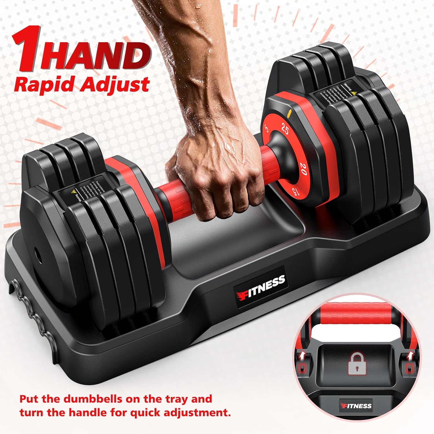 Adjustable Dumbbells Set of 2, 1 Hand Adjustable Weights Dumbbells Set, 5 in 1/10 in 1 Free Dumbbell with Anti-Slip Texture Handle, 25/55/80lb Pair Weight Set For Home Gym Suit both Men and Women - Image 3