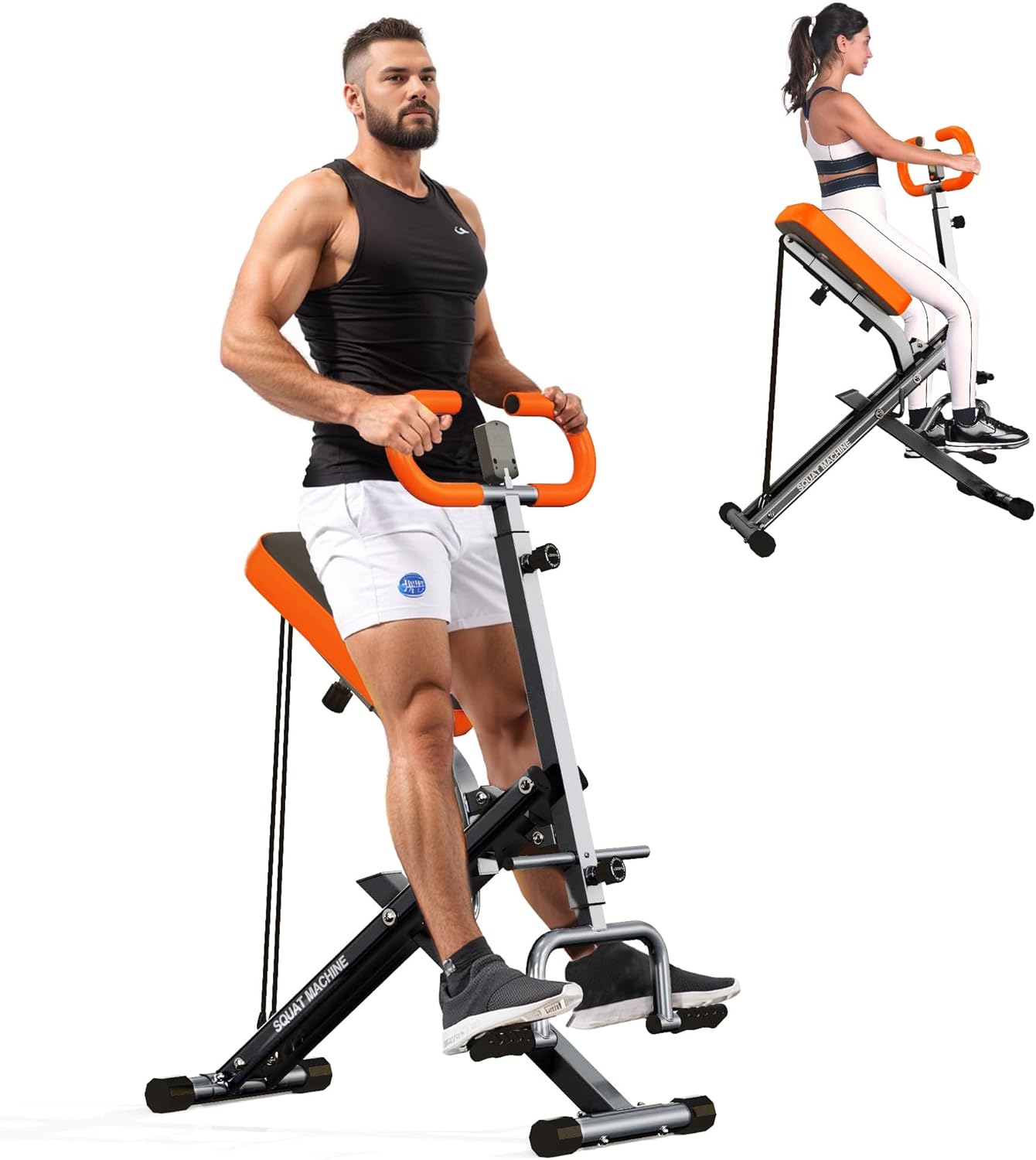 SogesHome Squat Machine Rowing Machines for Home Foldable, Fitness Rowing Machine Row and Ride Squat Machine with Adjustable 2 Resistance Bands for Workout Exercise, 330 lbs Weight Capacity - Image 9