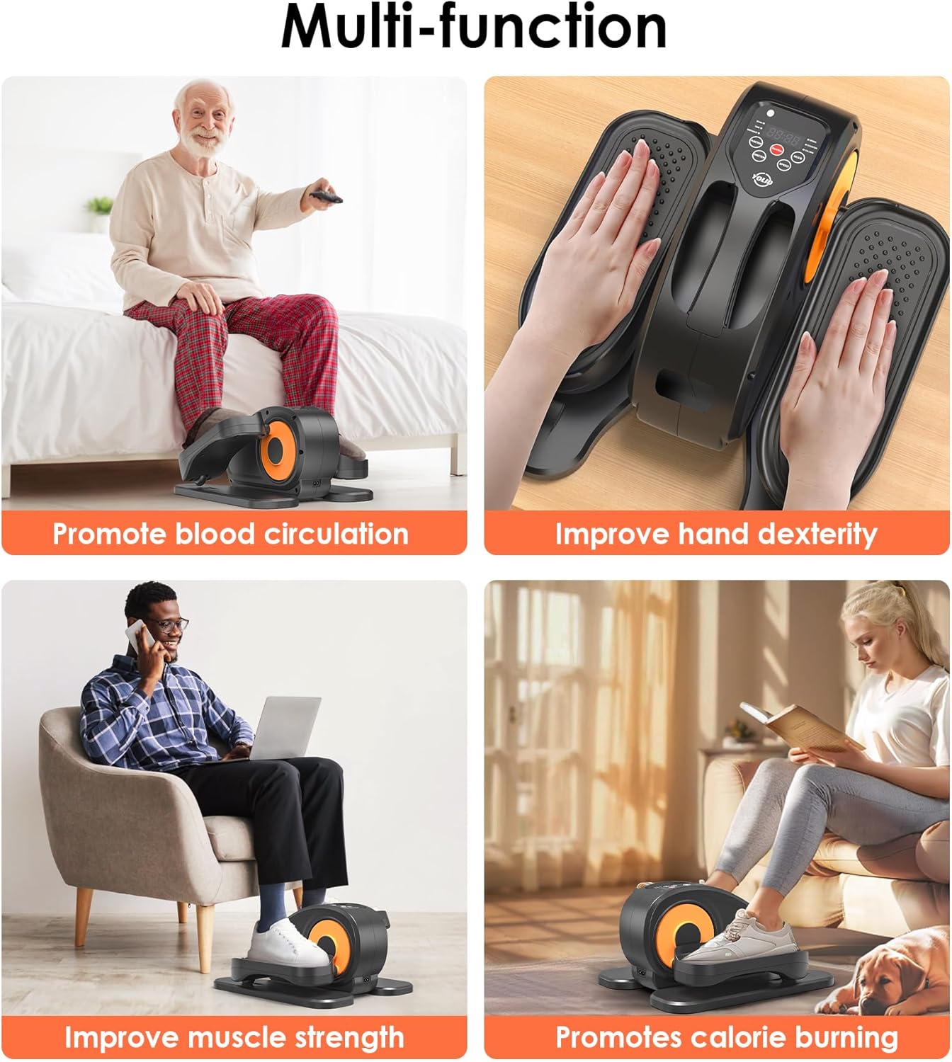 2025 New Under Desk Elliptical Machine,Portable Seated Pedal Exercise Machine for Seniors,Mini Ellipse Leg Exerciser with 12 Adjustable Speeds&Remote Control,Quiet&Compact for Home Office - Image 5